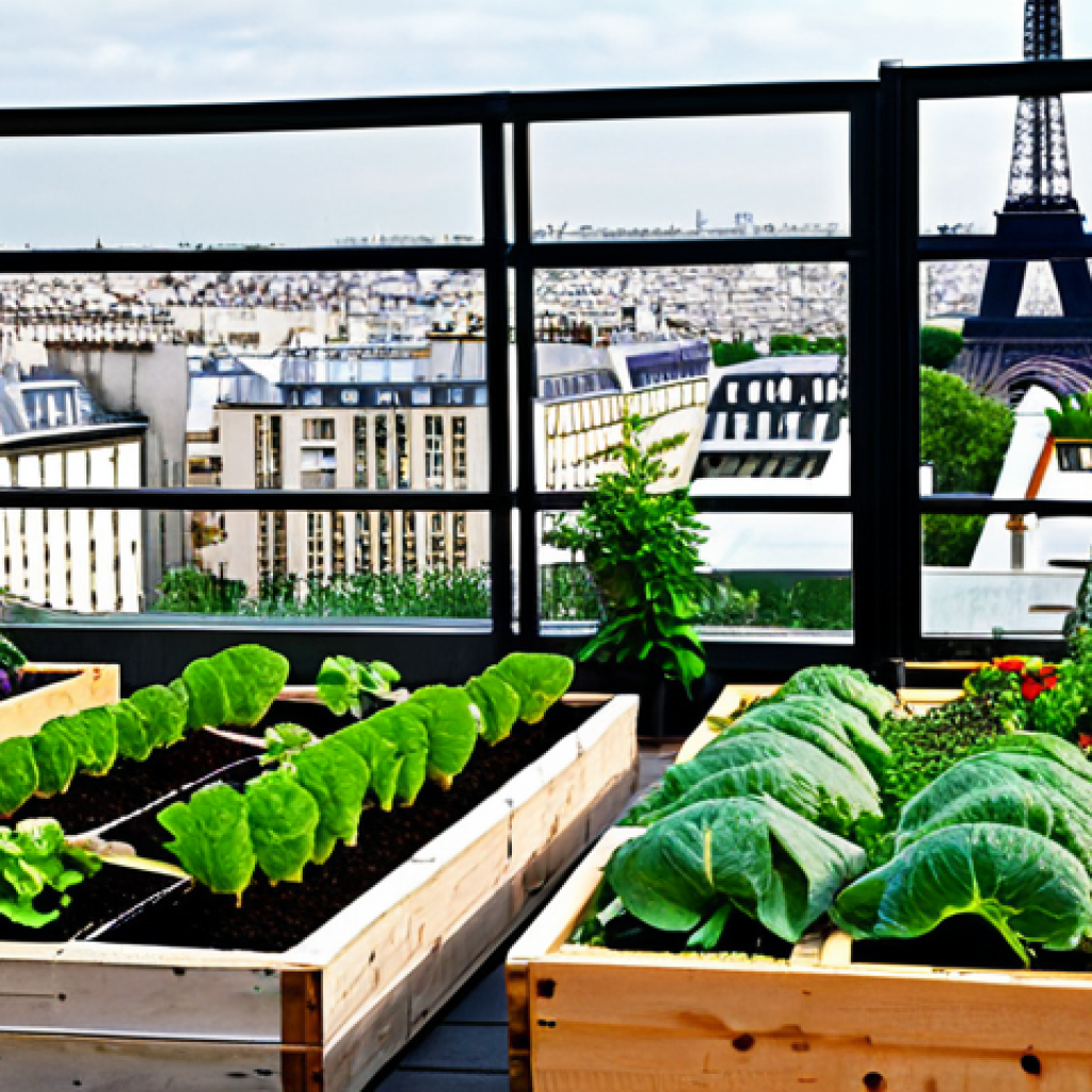 Urban Garden Oasis**

A vibrant rooftop garden in Paris, overflowing with vegetables, herbs, and flowers in raised beds and vertical planters. Focus on the diversity of plants and the innovative use of space. In the background, the iconic Parisian skyline with the Eiffel Tower.

*Prompt:* "Urban rooftop garden, Paris, vegetable garden, herbs, flowers, raised beds, vertical planters, Eiffel Tower in background, abundant, vibrant, sustainable gardening, safe for work, appropriate content, fully clothed, professional, modest, perfect anatomy, natural proportions."

**
