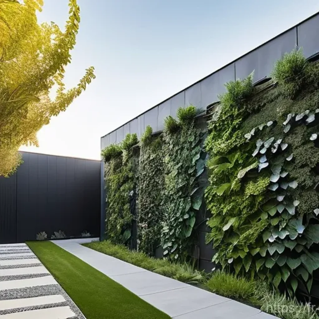 원예 자격증 필기 출제 경향 - **Prompt: "A vibrant, modern eco-designed garden in an urban setting, showcasing sustainable landsca...
