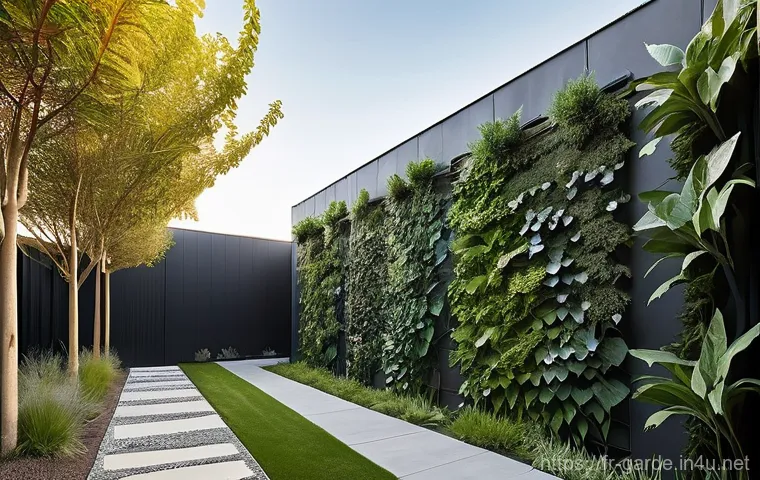 원예 자격증 필기 출제 경향 - **Prompt: "A vibrant, modern eco-designed garden in an urban setting, showcasing sustainable landsca...