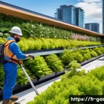 원예 관련 공기업 취업 준비 방법 - A public horticulture professional wearing practical work clothes and safety gear, operating advance...