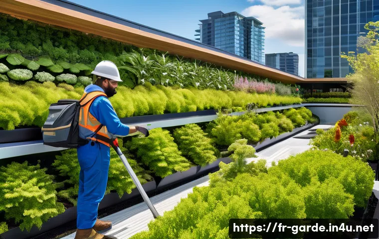 원예 관련 공기업 취업 준비 방법 - A public horticulture professional wearing practical work clothes and safety gear, operating advance...