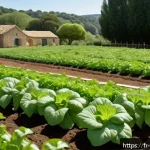 원예학 이론을 실무에 적용하는 방법 - A detailed, realistic outdoor vegetable garden scene in a temperate French countryside setting durin...